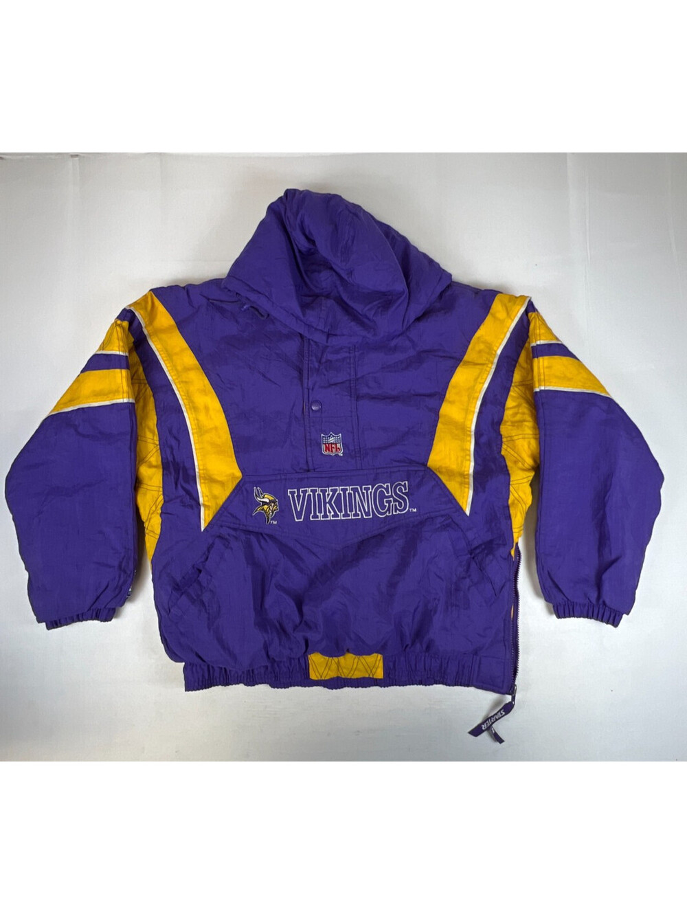 Vintage Starter Minnesota Vikings Men L Purple Gold NFL Pro Line Pullover Jacket
